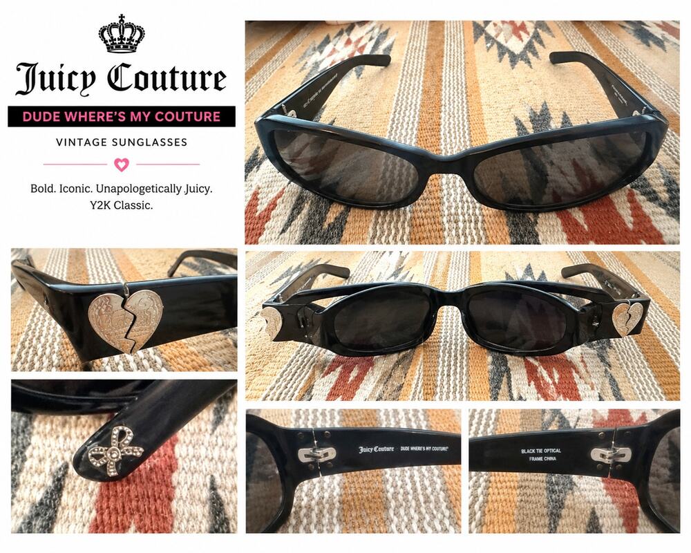 Vintage Juicy Couture Dude Where's My Couture RX Eyeglass Frames Black Y2K ~ EUC
